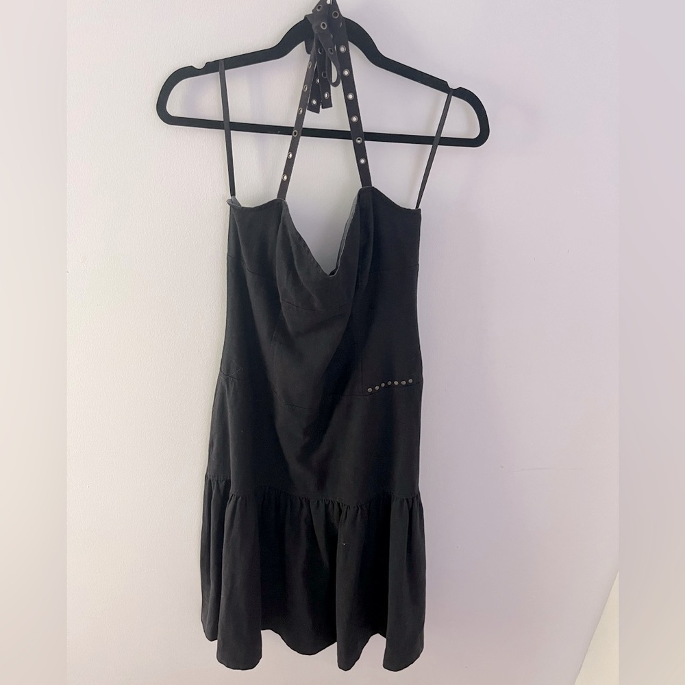 Free People Black Denim/Canvas Studded Dress - size 6